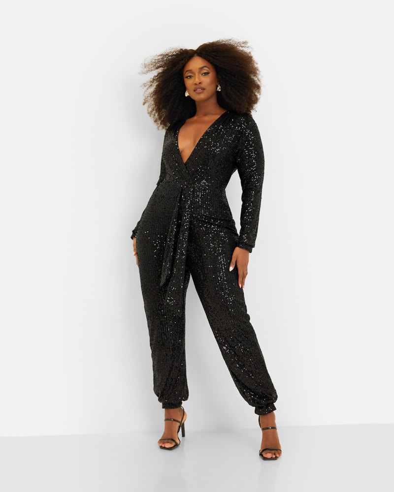 V neck best sale long sleeve jumpsuit